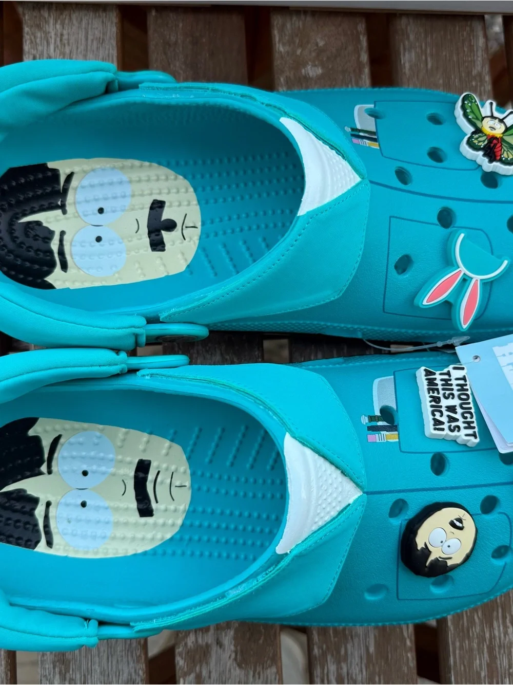 CROCS mens South Park Teal Slip-On Clogs new